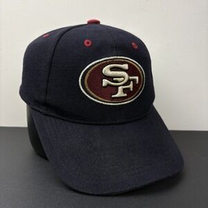 Vintage 90s San Francisco 49ers Reebok Strapback Hat Navy Red SF NFL Adjustable